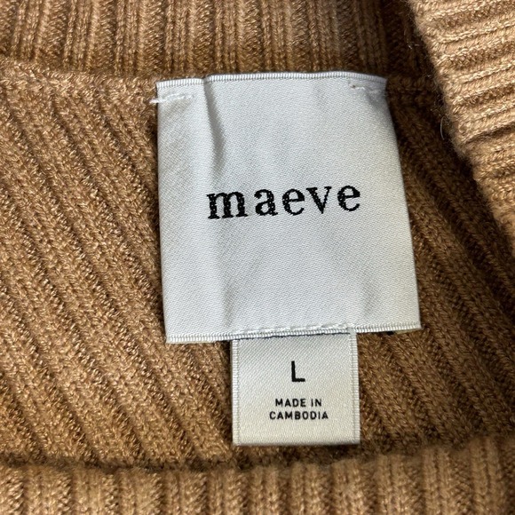 Maeve Anthropologie Ribbed Mock Neck Boxy Sweater In Honey - Size Large - Picture 4 of 7